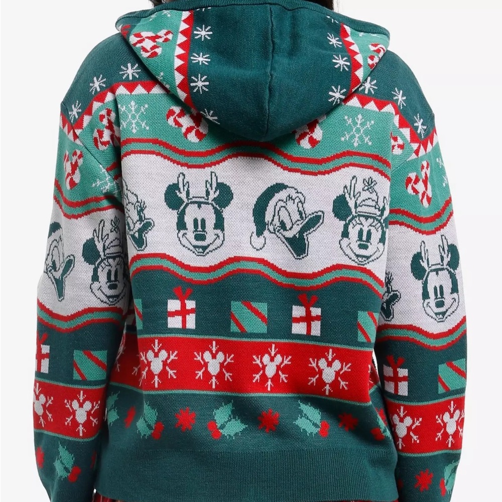 Disney Mickey Mouse And Friends Fair Isle Knit Hoodie Hot Topic - Picture 3 of 3